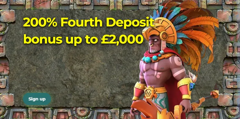 Aztec Paradise tier four: 200% fourth deposit bonus to £2,000
